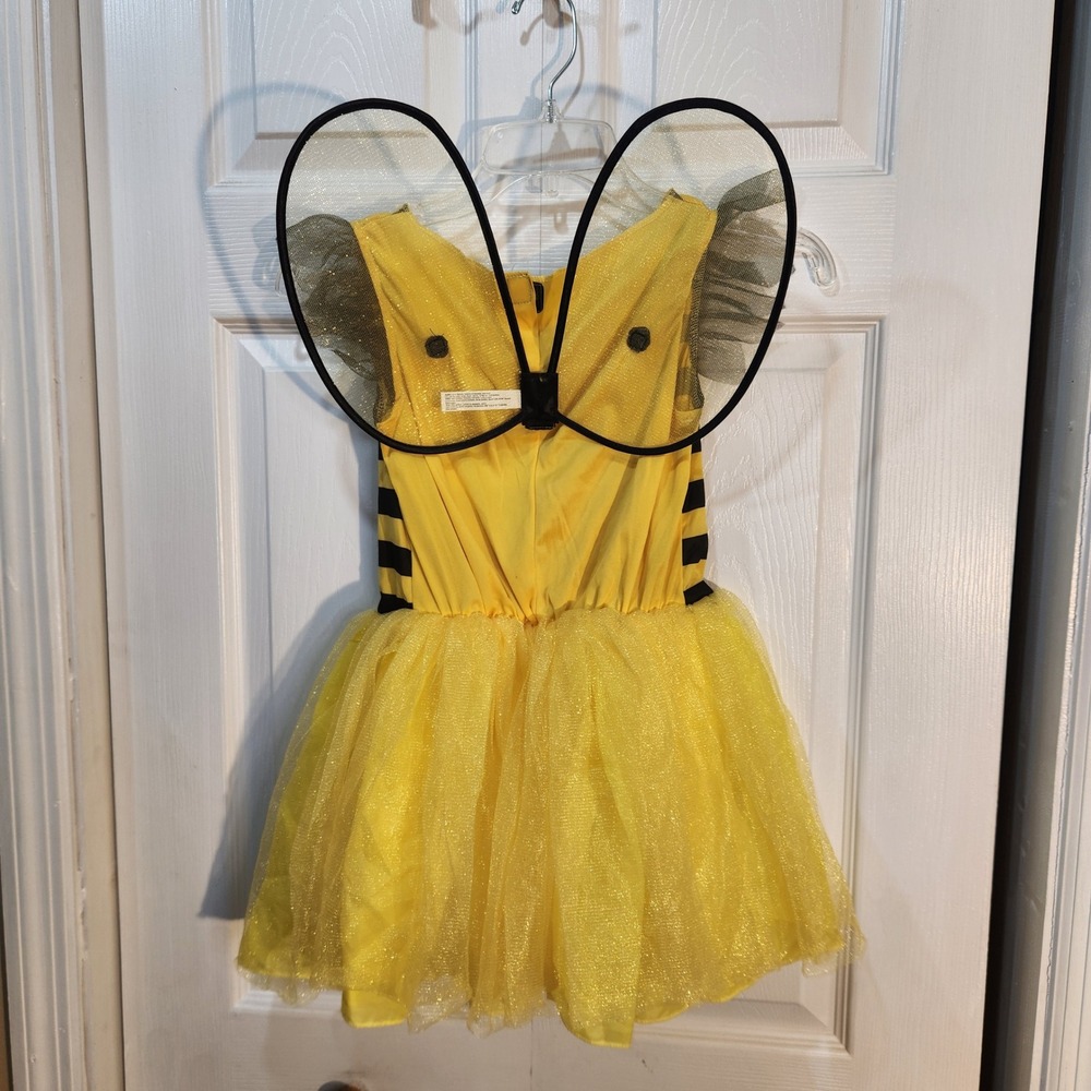 Kids Bumble Bee Costume Dress W Wings Striped‎ Halloween Cosplay Outfit Size 7-8 - Picture 3 of 7